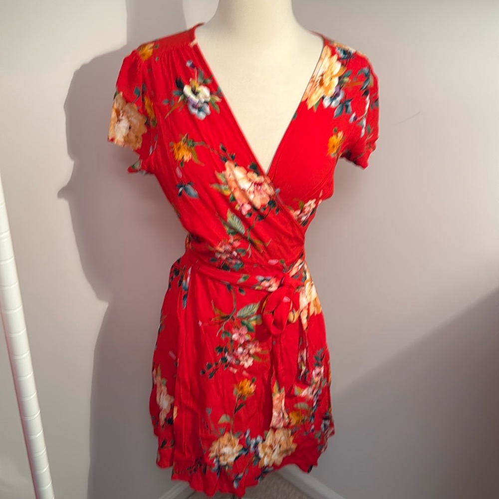 Yumi Kim Red Floral Wrap Dress